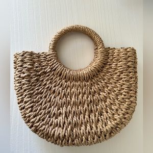 Mini Semi Circle Straw Crossbody Bag (with detachable straps)